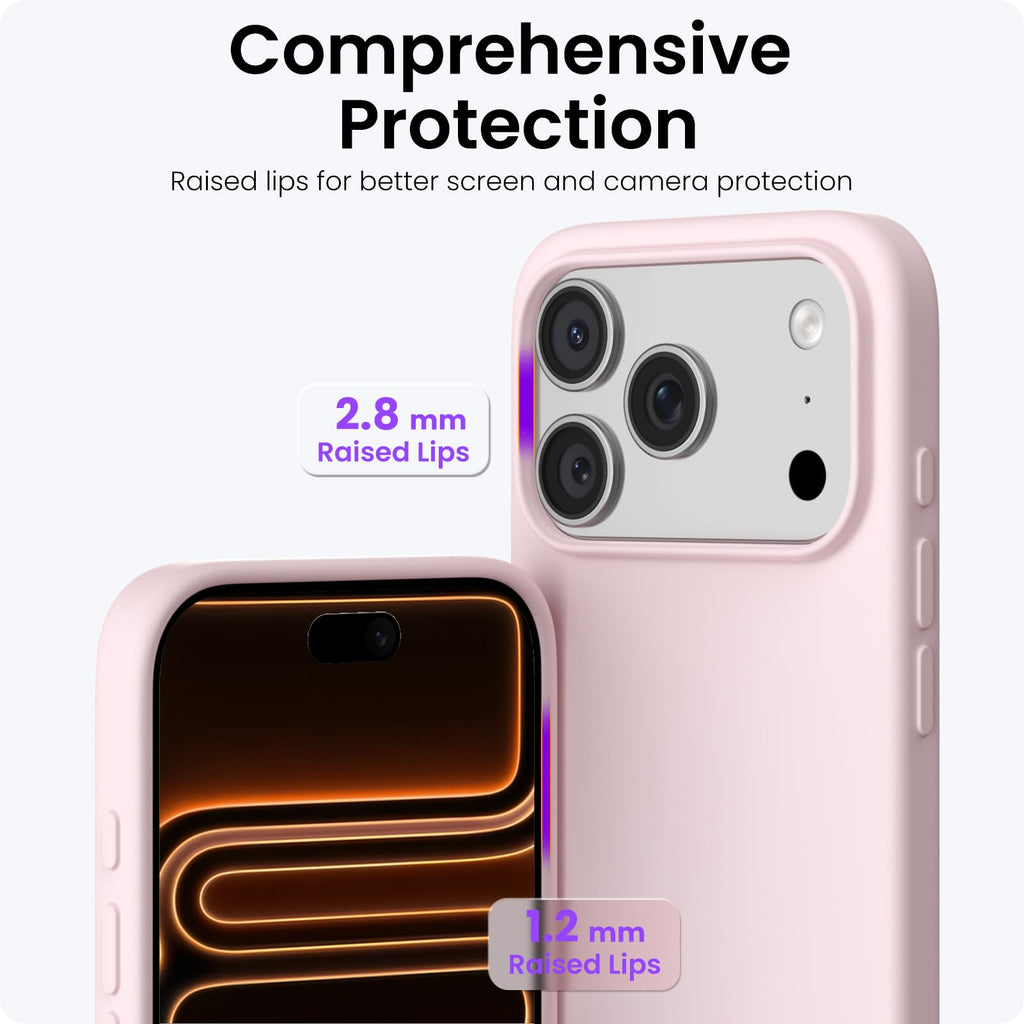 17 Pro Case 6.3", Slim Liquid Silicone 4 Layers Full Covered Soft Gel Rubber Sho