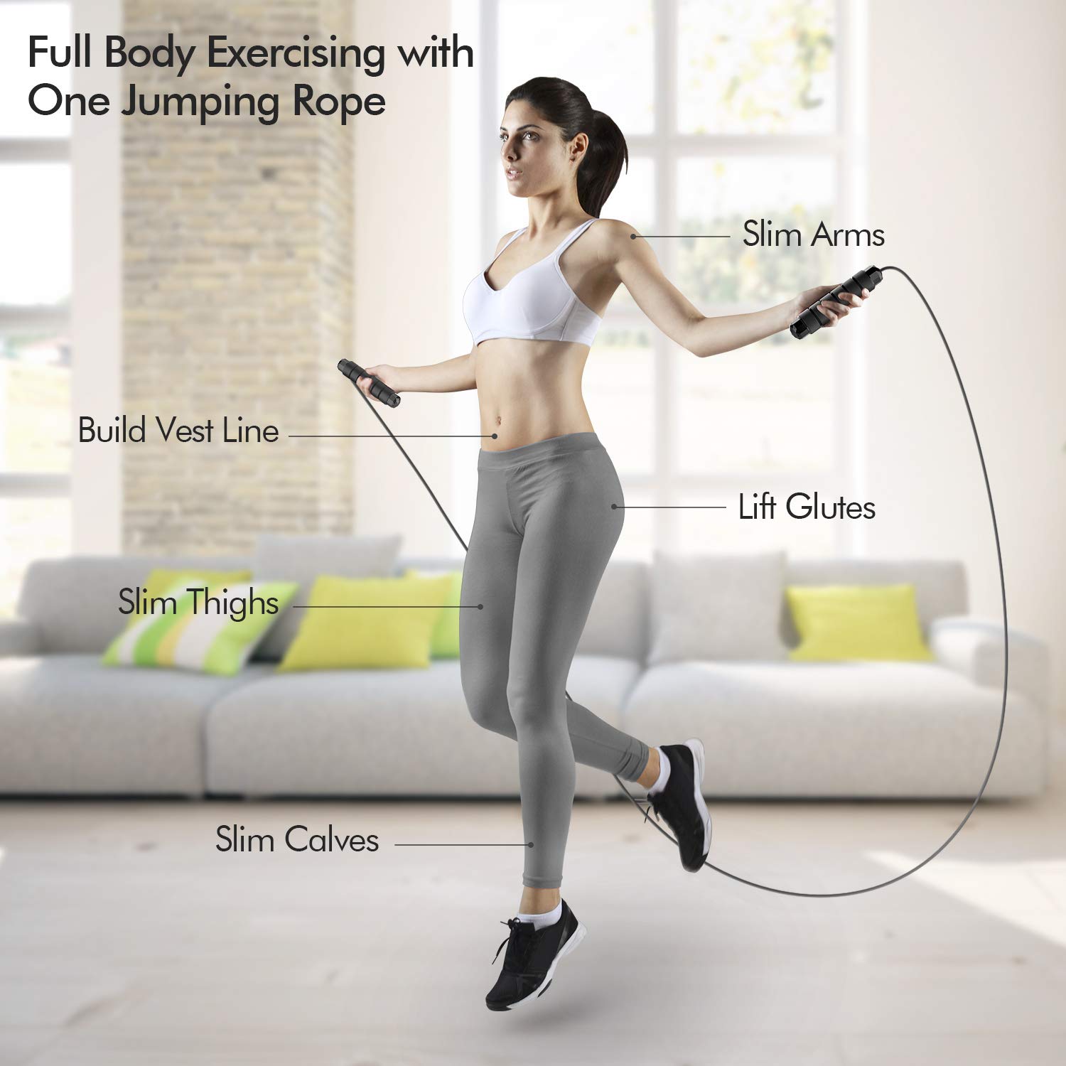 Rope, Tangle-Free Rapid Speed Jumping Rope Cable with Ball Bearings for Women, M