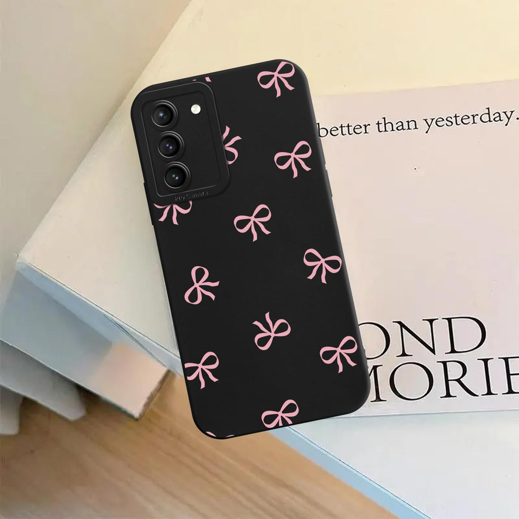 Pink Bow Phone Case for Samsung Galaxy S21 Case Cute Ribbon Bowknot Pattern Aest