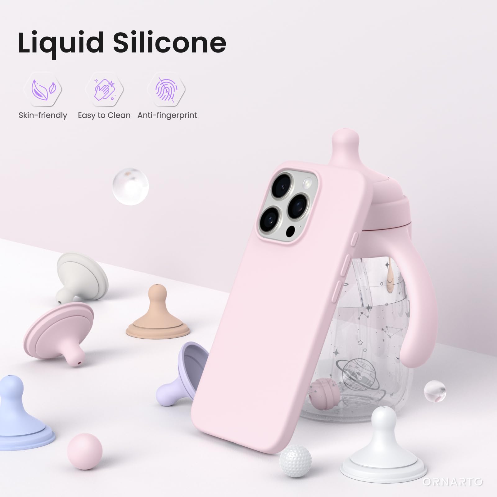16 Pro Case 6.3", Slim Liquid Silicone 3 Layers Soft Gel Rubber Shockproof Prote