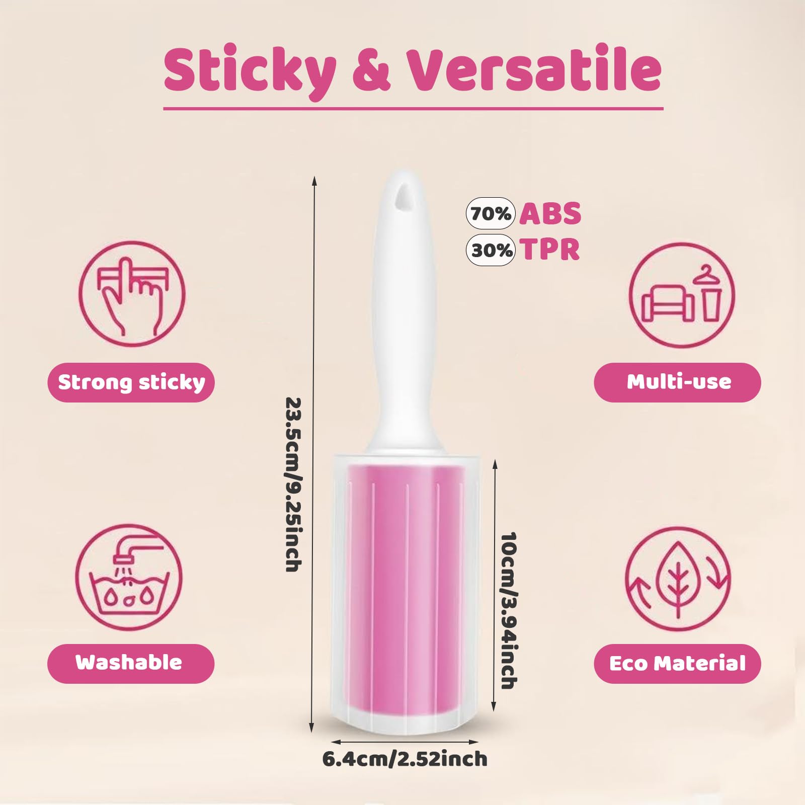 Roller 2 Pack, Reusable Sticky Lint Roller Portable Pet Hair Remover Cl