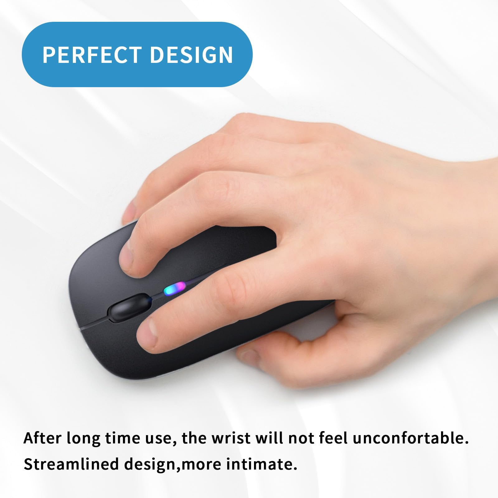 Mouse, Rechargeable, Led, Silent, Ultra-Thin Design (Bluetooth 5.2 And 2.4Ghz Us