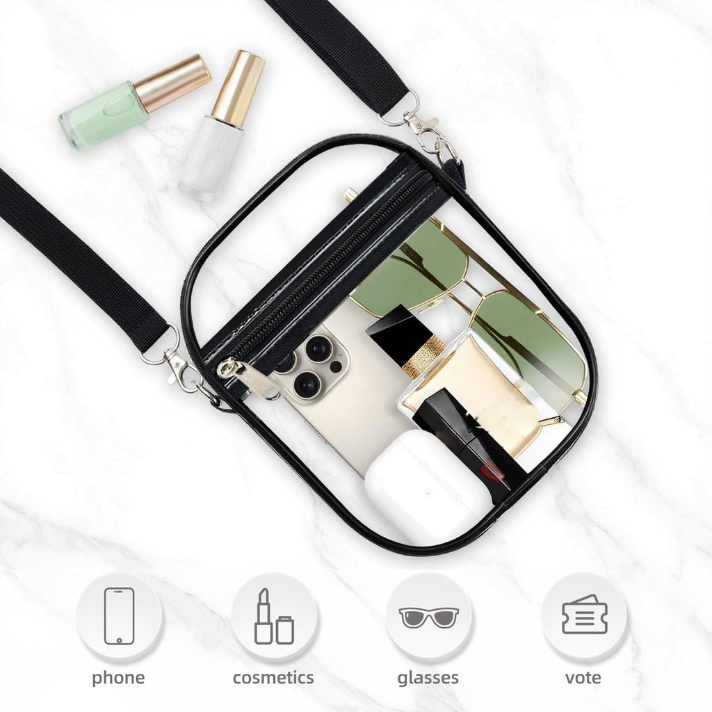 Crossbody Purse Bag, Clear Bag Stadium Approved with Front Pocket for Conc