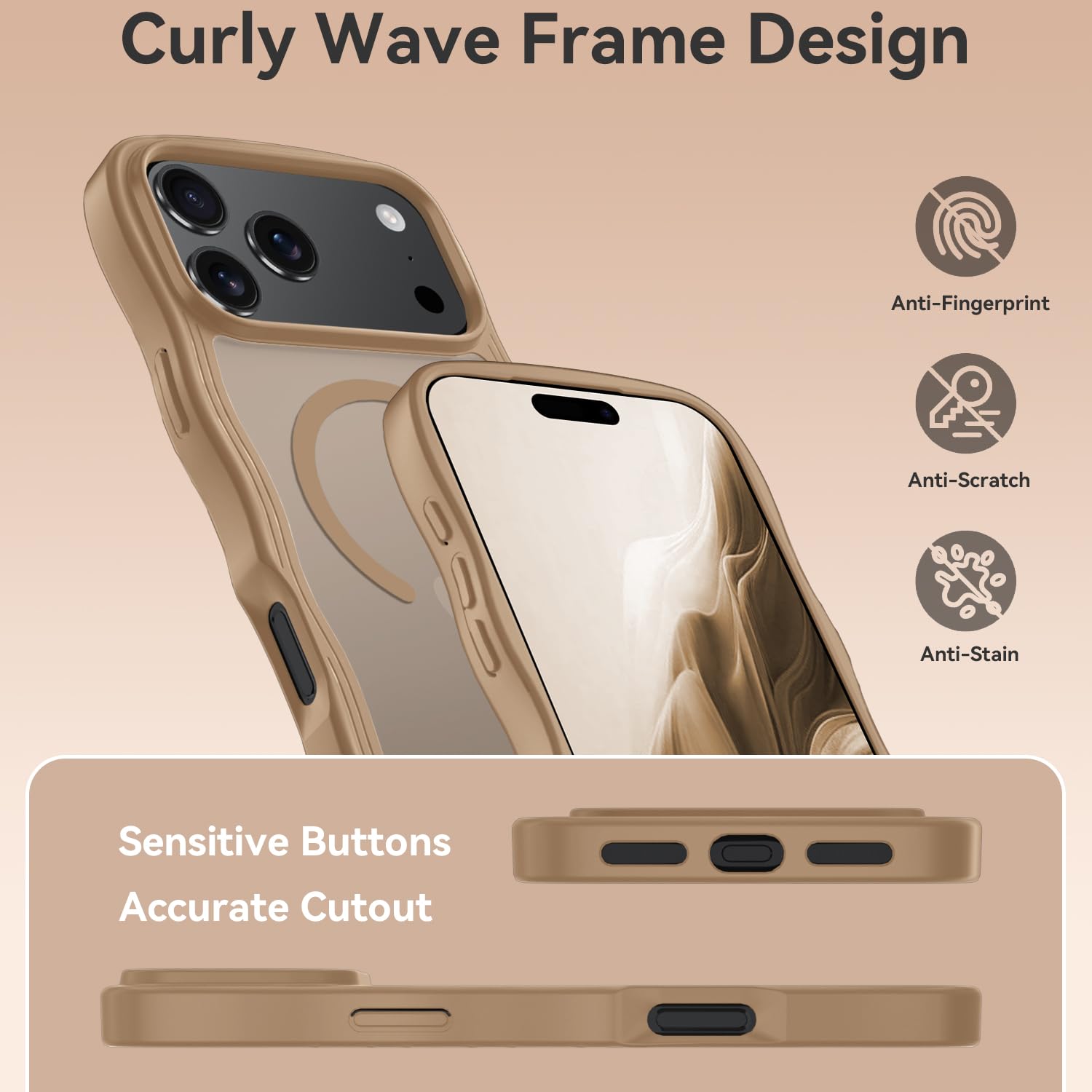 with iPhone 17 Pro Case with HD Screen Protector, [Compatible with Ma