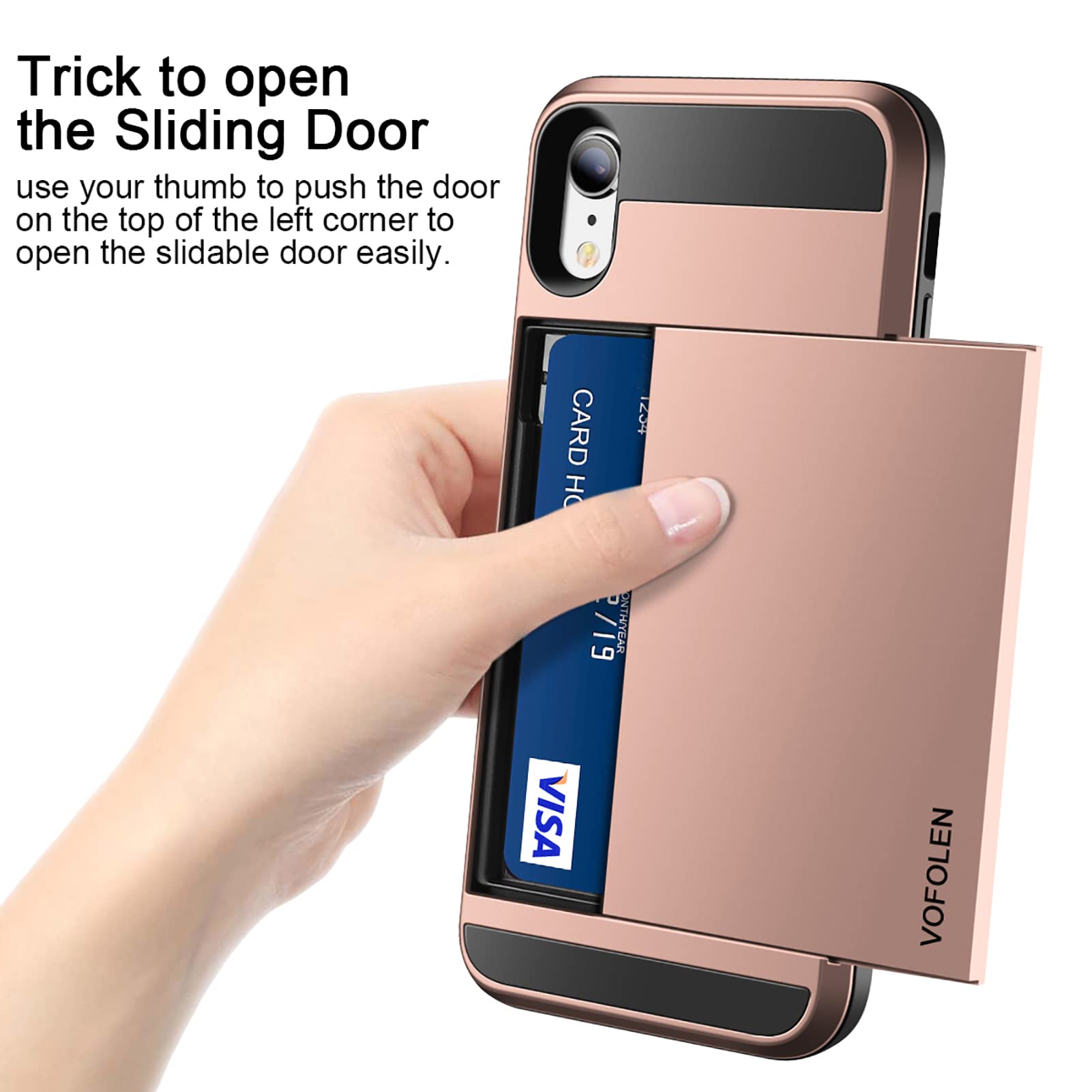 Case for iPhone XR Case Wallet Card Holder Sliding Cover Credit Card Slot ID Poc
