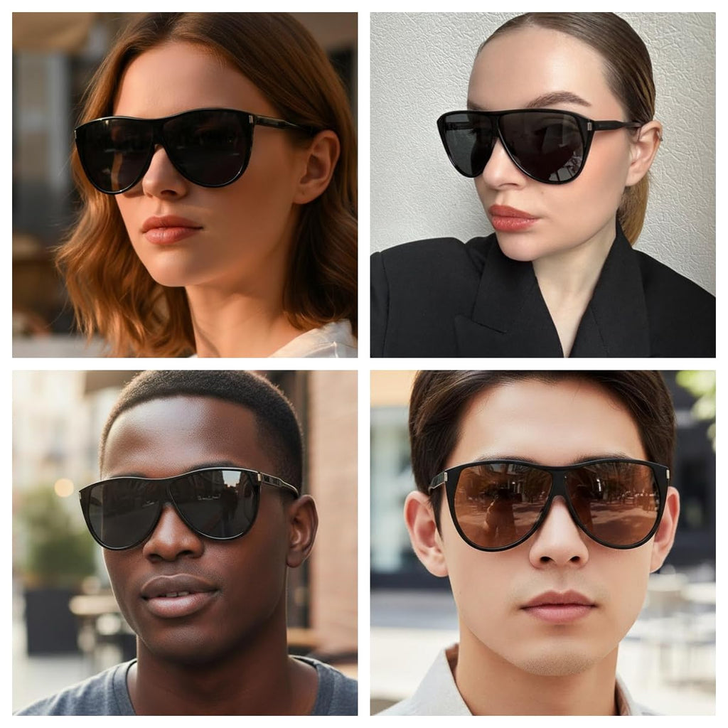 Pieces Oversized Aviator Sunglasses for Women Men Retro 70s Square Sun Glasses