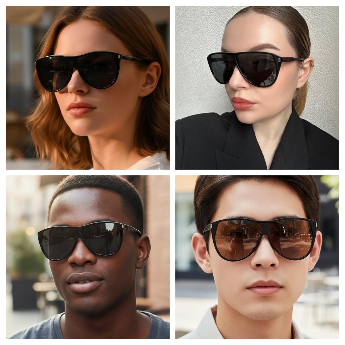 Pieces Oversized Aviator Sunglasses for Women Men Retro 70s Square Sun Glasses