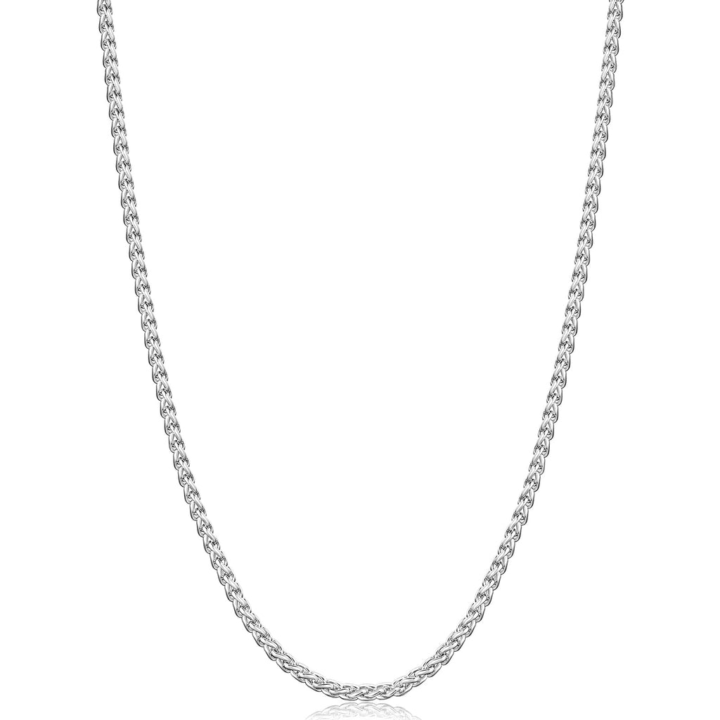 Silver Tone Wheat Chain Necklace for Men, 2.5mm Mens Chain Necklaces, Stainless