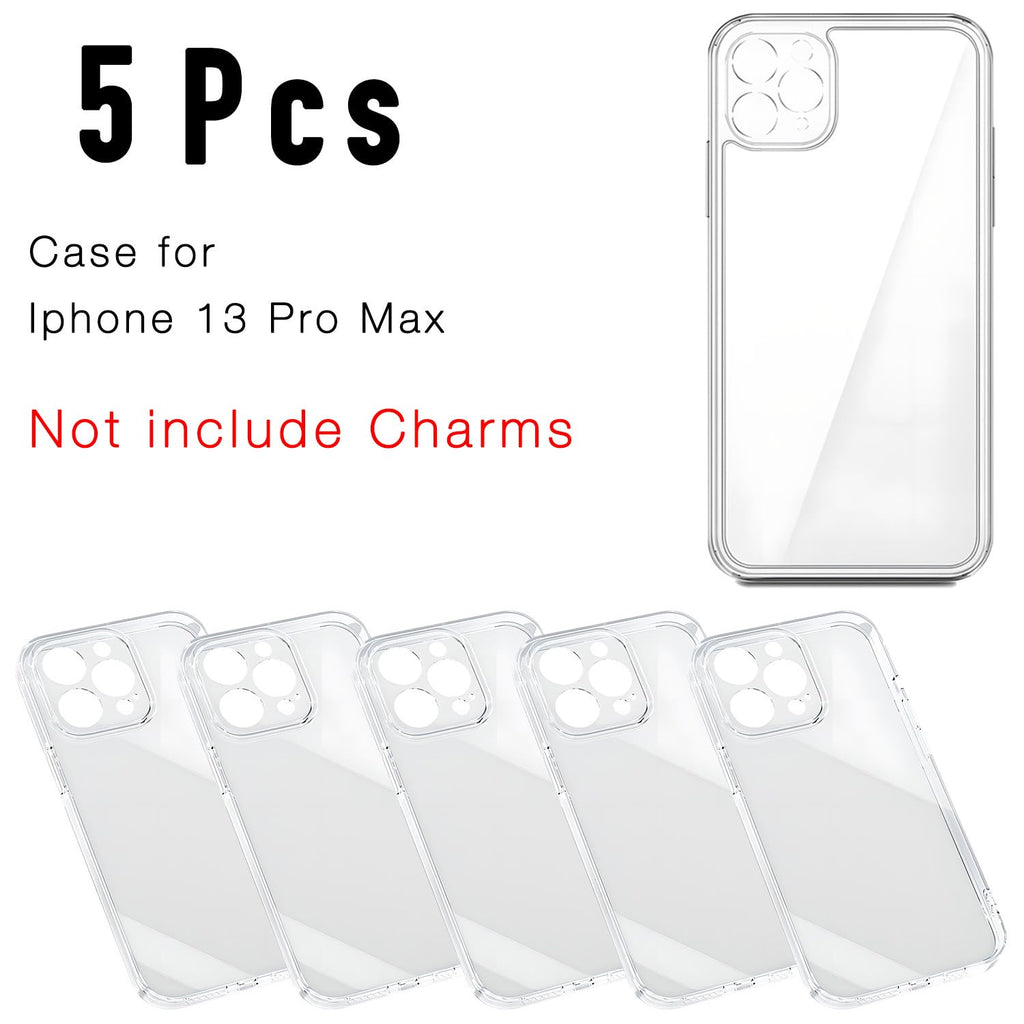 Pack Phone Junk Case for iPhone 13 14 15 16, DIY Decorative Clear Crystal Tran