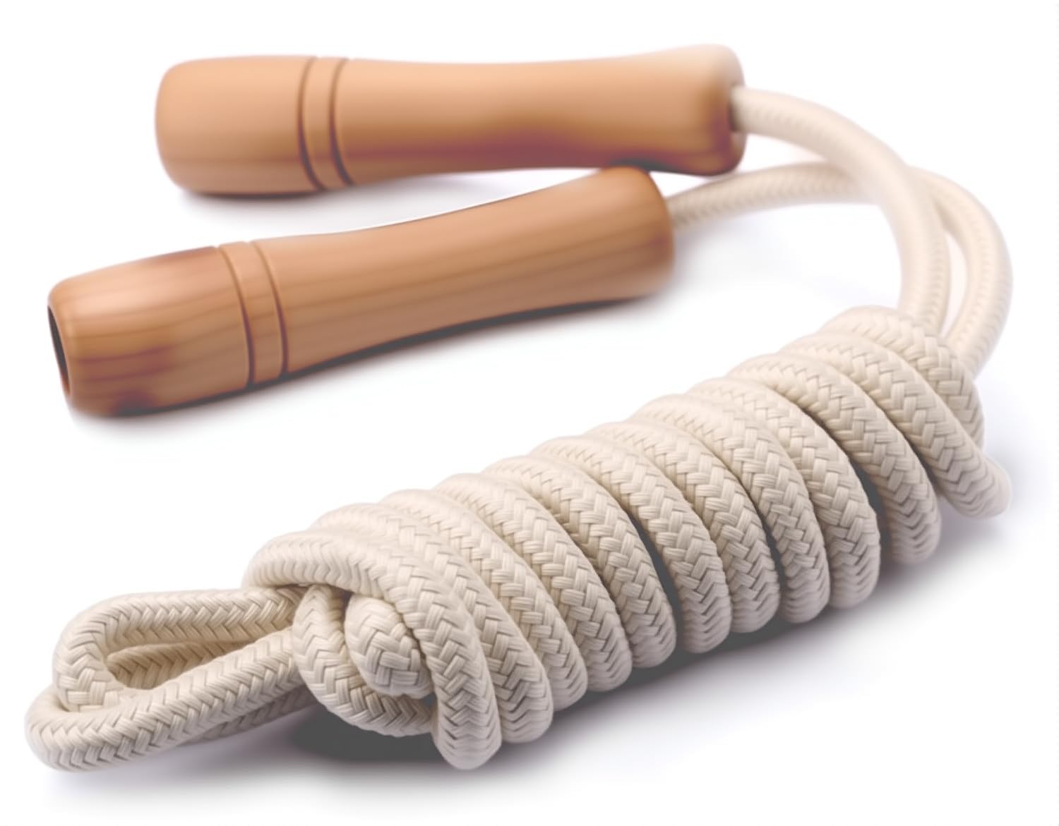 Jump Rope for Kids - Wooden Handle - Adjustable Cotton Braided Fitness Skipping