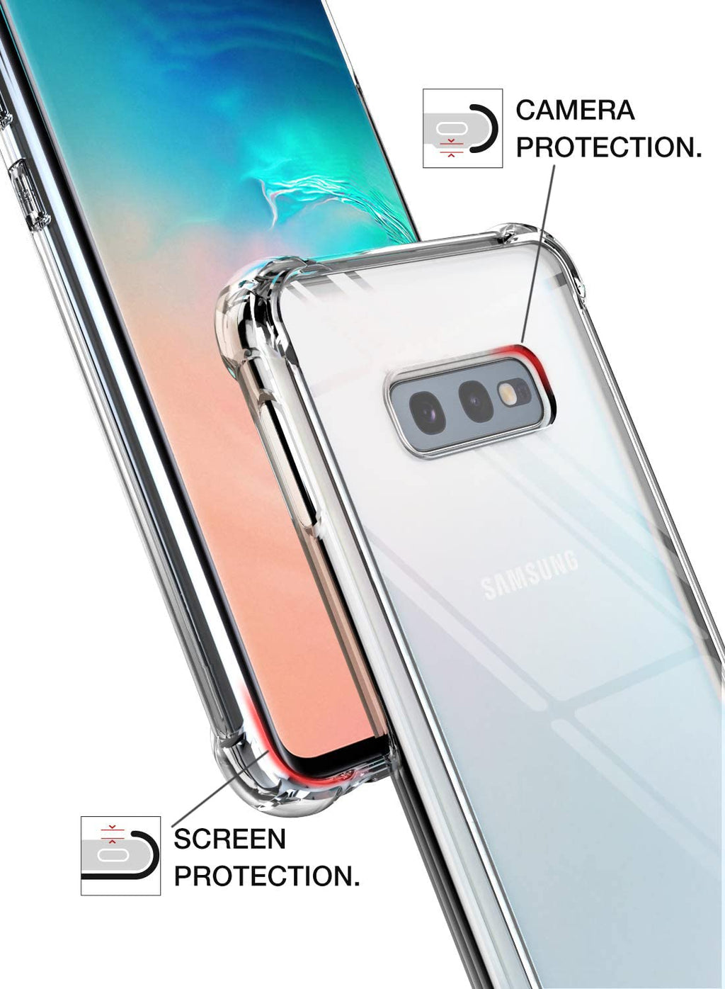 Clear Case for Galaxy S10E - Shockproof Bumper with Air Cushion Protection