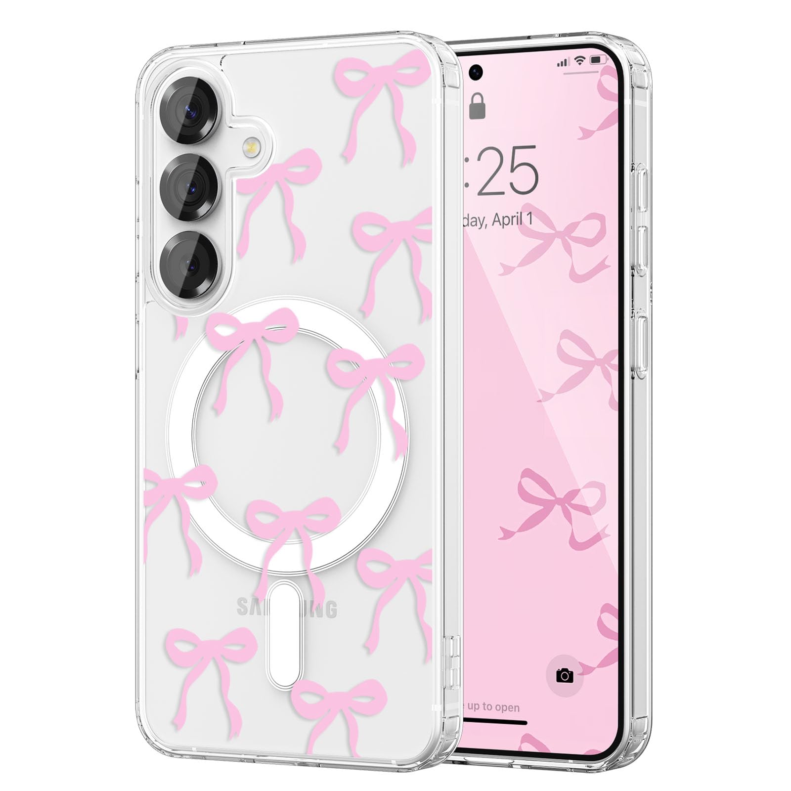 Magnetic for Samsung Galaxy S26 Case, Bow Case Compatible with MagSafe, Wireless