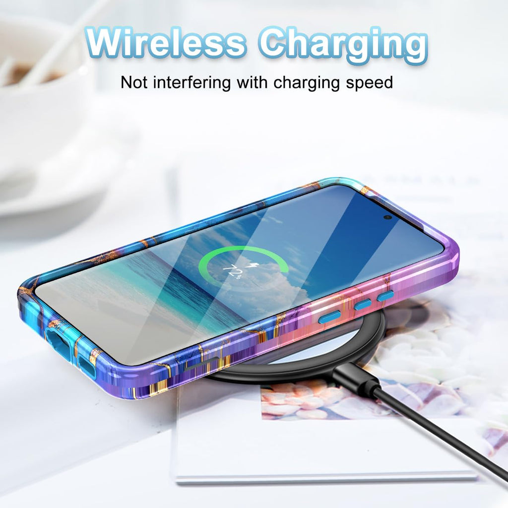 for Samsung Galaxy S22 5G Case,Marble Pattern 3 in 1 Heavy Duty Shockproof Full