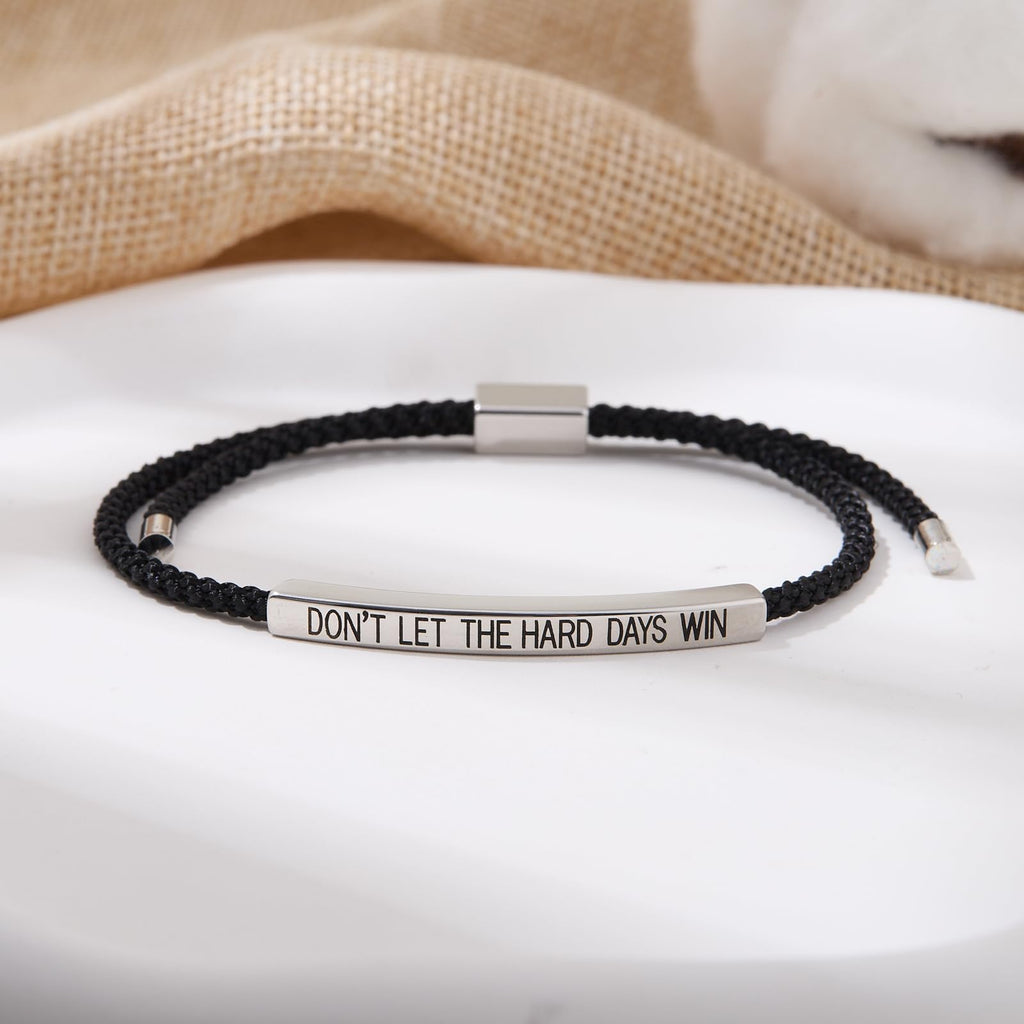 Dont Let The Hard Days Win Bracelet for Women Men, Handmade Braided Adjustable W