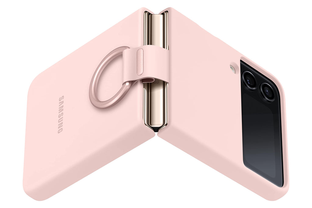 Galaxy Z Flip 4 Silicone Cover with Ring, Protective Phone Case with Finger Loop
