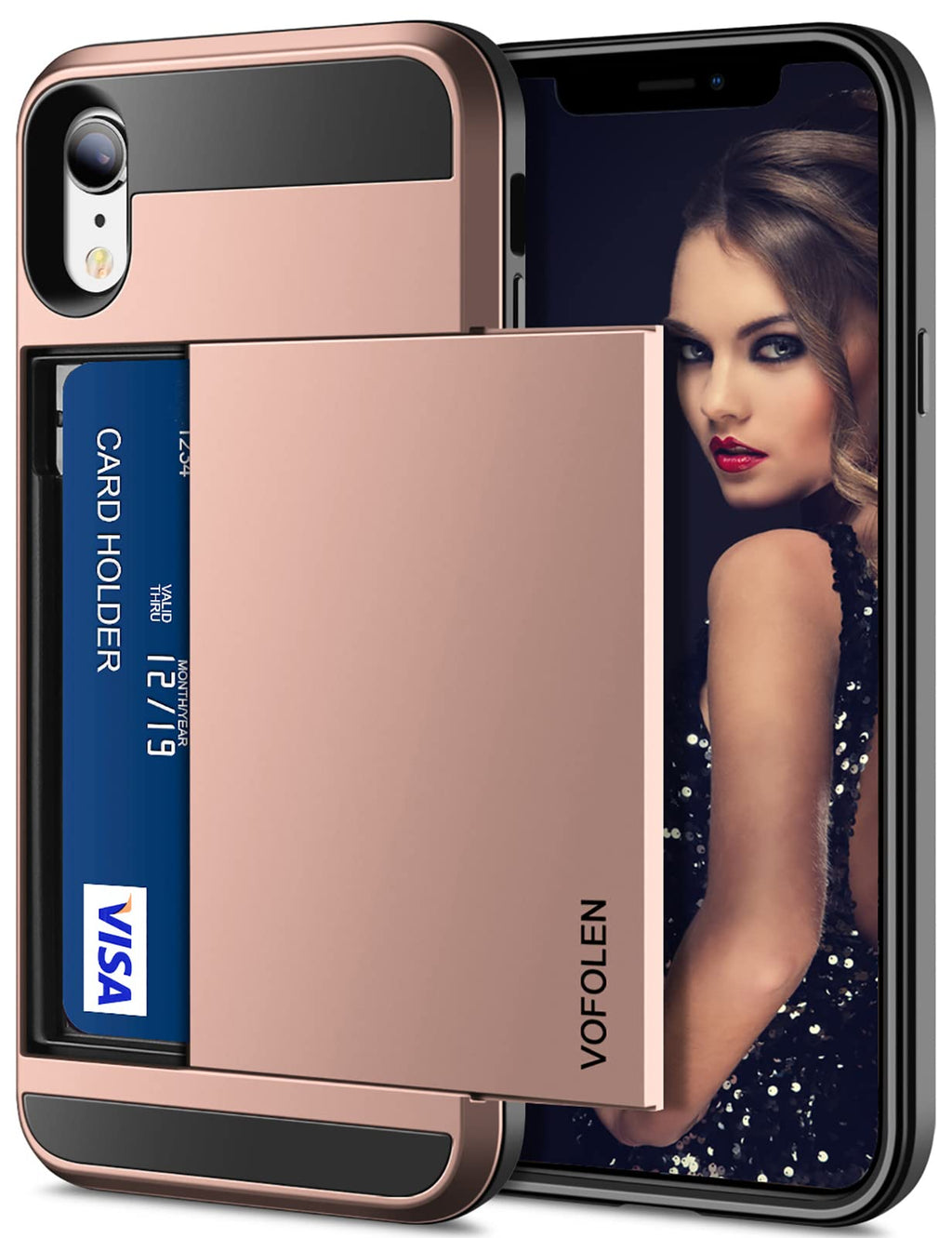 Case for iPhone XR Case Wallet Card Holder Sliding Cover Credit Card Slot ID Poc