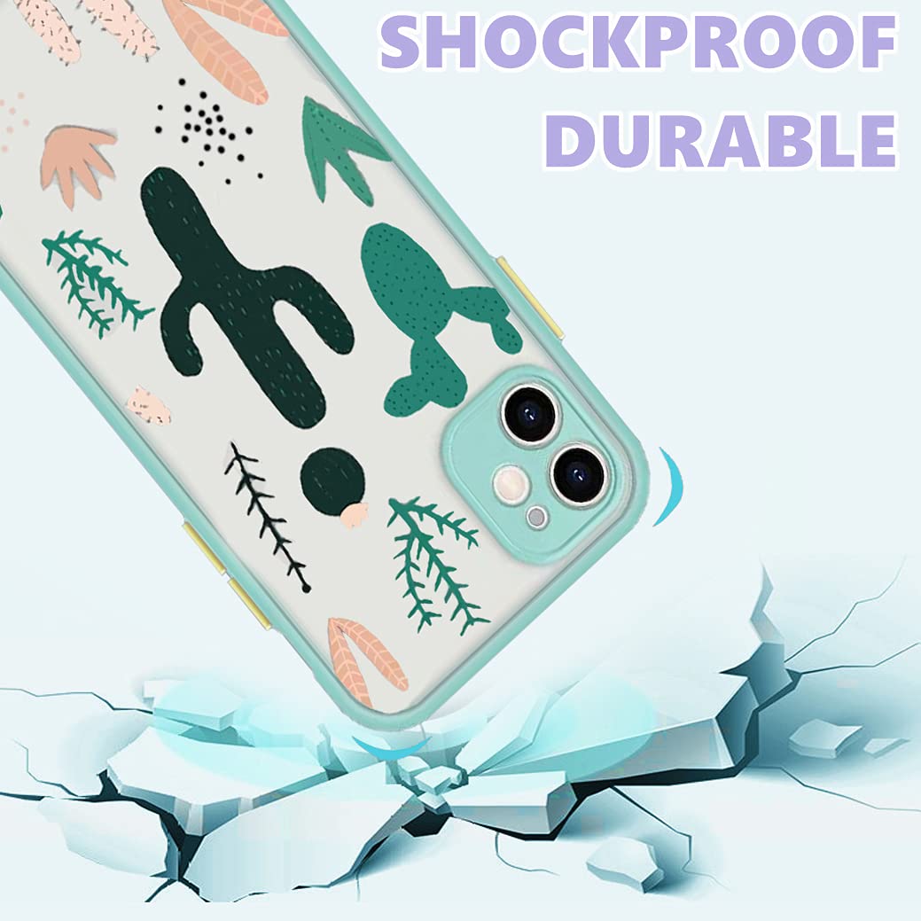 Compatible for iPhone 11 Case Clear Cactus Pattern, Cute Green iPhone 11 Case fo