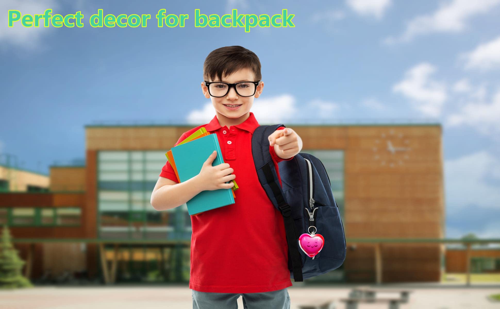 packs Bulk heart expression Mini Pop Fidget Backpack Key Chain，boy and Little