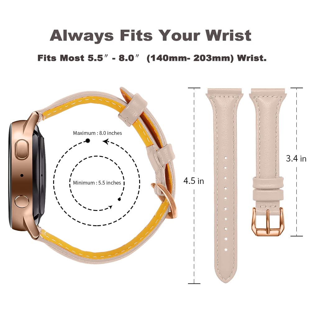 Leather Band Compatible with Samsung Galaxy Watch 6/7/FE/5/4 40mm 44mm,Active(40