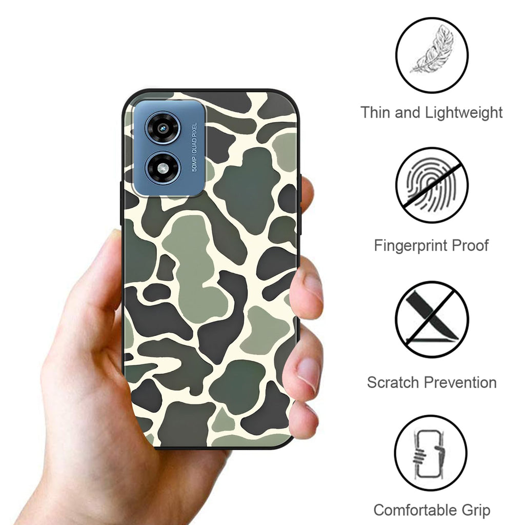 Camo Leopard Phone Case for Motorola Moto G Play 2024 6.5",Cool Retro Army Green