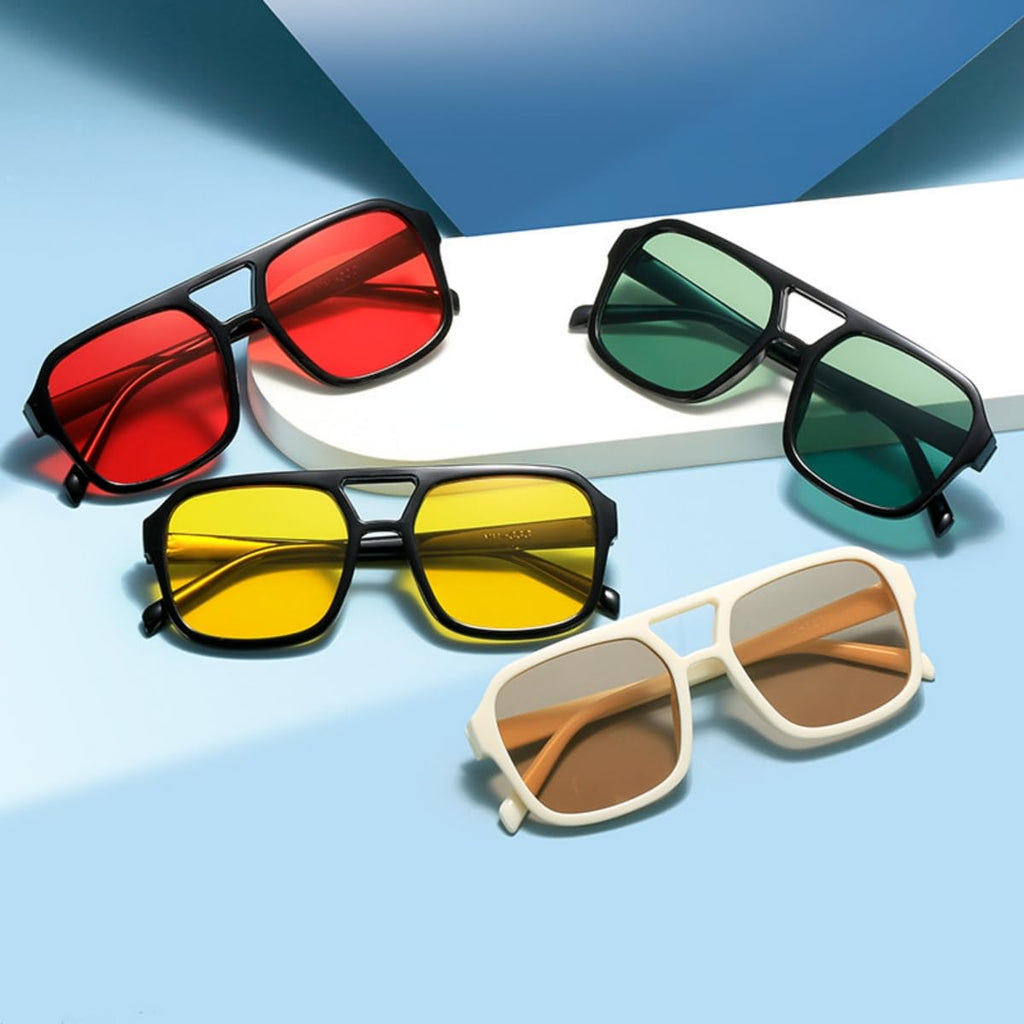 70s Square Aviator Sunglasses Women Men Vintage Rectangle Sunglasses Flat