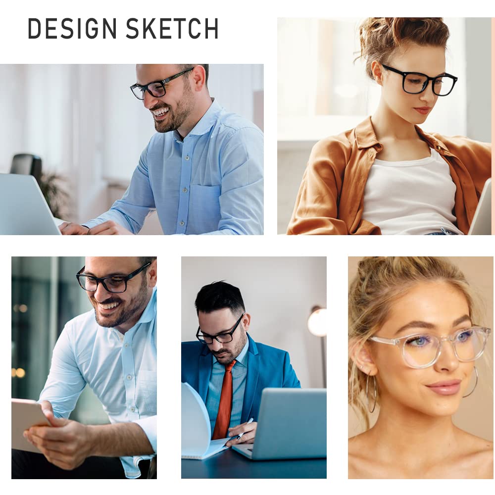 Square Blue Light Blocking Glasses - Clear Computer & Gaming Glasses for
