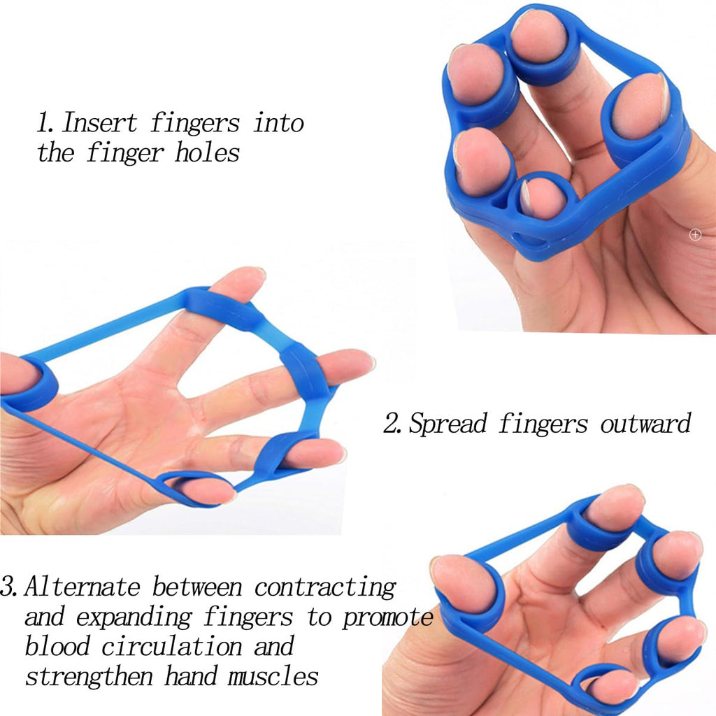 6 Pack Finger Strengthener - 3 Resistance Levels Silicone Exerciser - Hand Grip