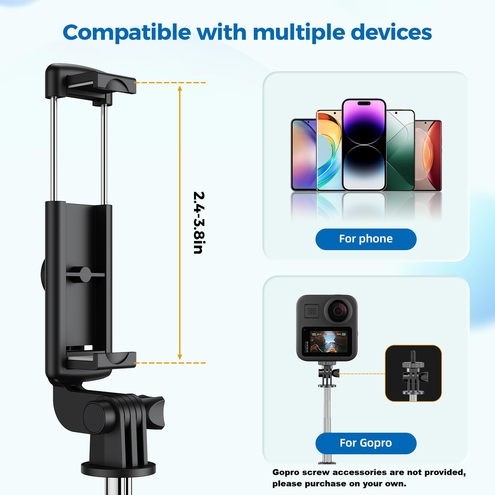 Selfie Stick Tripod, Retractable Selfie Stick Tripod with Wireless Remote Contro