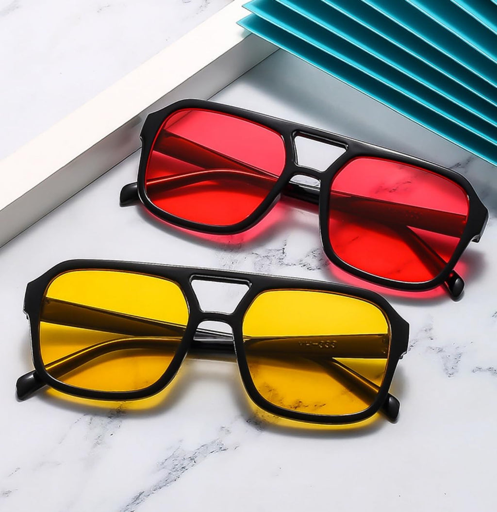 70s Square Aviator Sunglasses Women Men Vintage Rectangle Sunglasses Flat