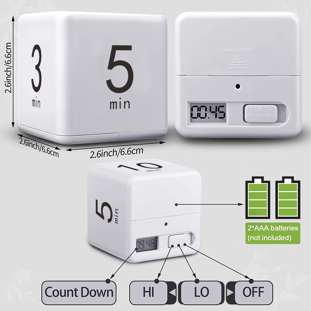 Productivity Visual Timer 1/3/5/10 Minutes Preset, Desk Portable Rotating Multi