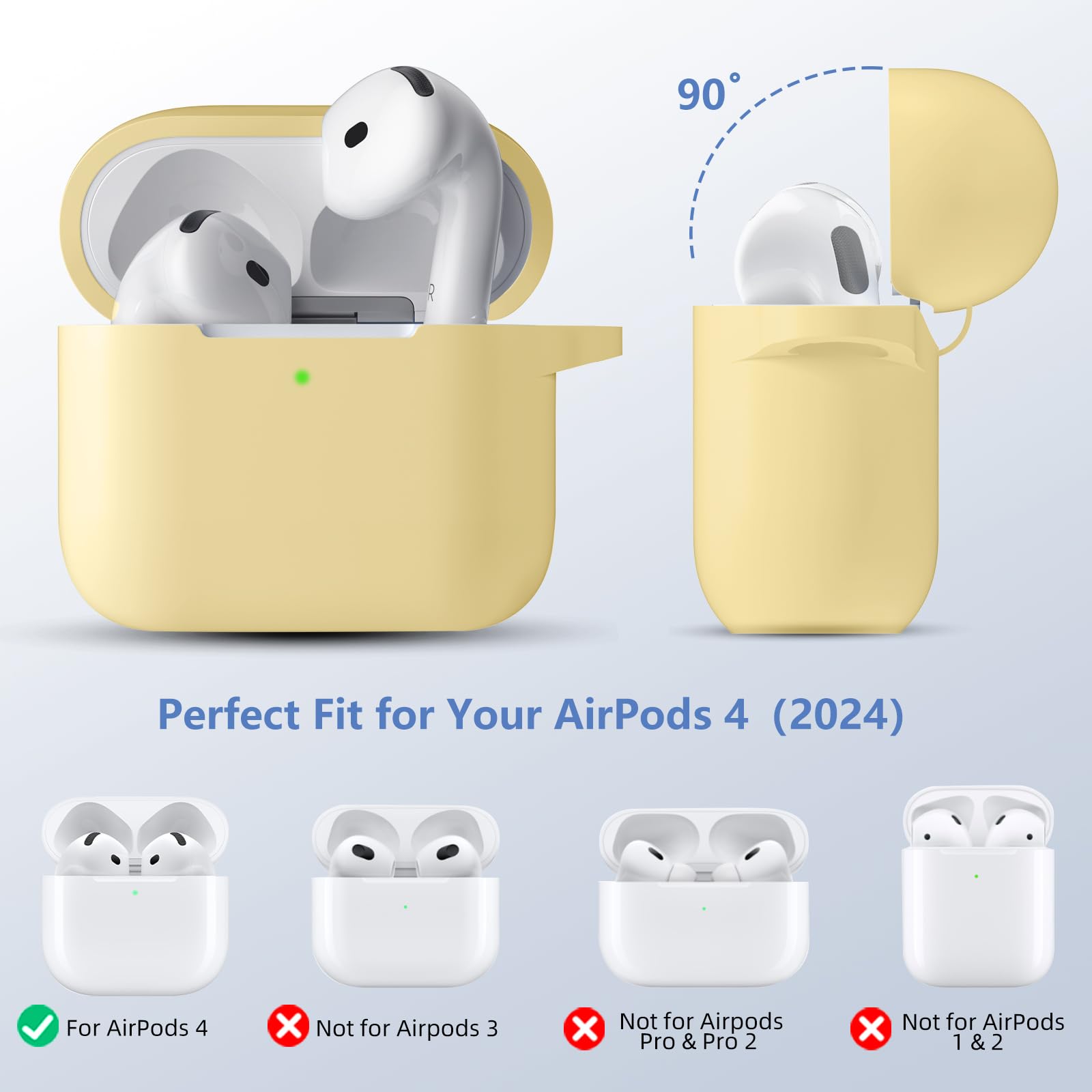 Airpods 4Th Generation Case Cover(2024),Soft Silicone Full Protective Case For A