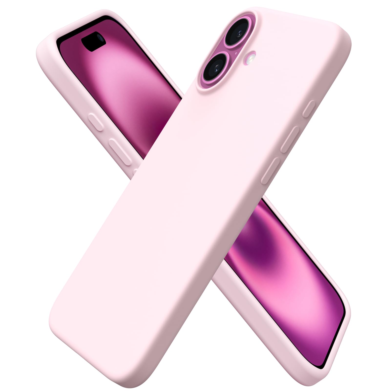 16 Plus Case 6.7, Slim Liquid Silicone 3 Layers Full Covered Soft Gel Rubber Pho
