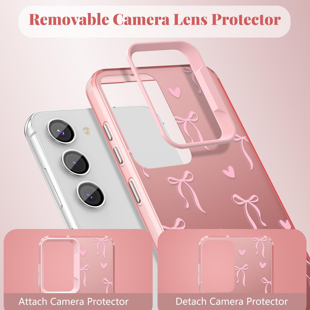 for Samsung Galaxy S23 5G Case,Cute Pink Ribbon Bow Tie Aesthetic Phone Case,Tre