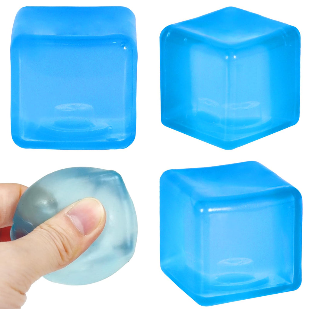 Stress Ball, Medium Cube 5cm(1.98") Fidget Toys, Blue Ice Cube Squishy Cube
