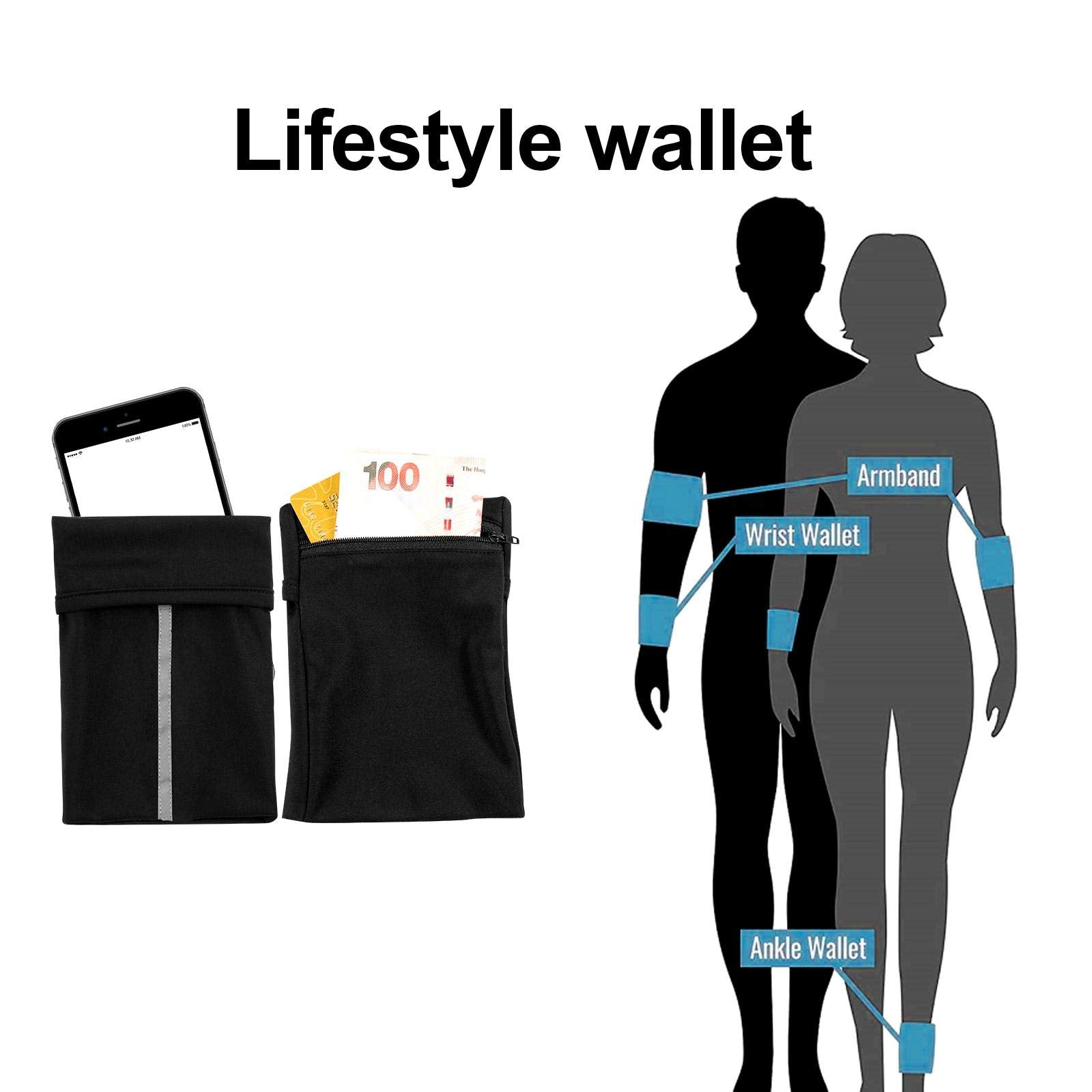 Pocket Wrist Wallet Wrist Cell Phone Holder, Ankle Wallet, Sweat Bands, Armband,