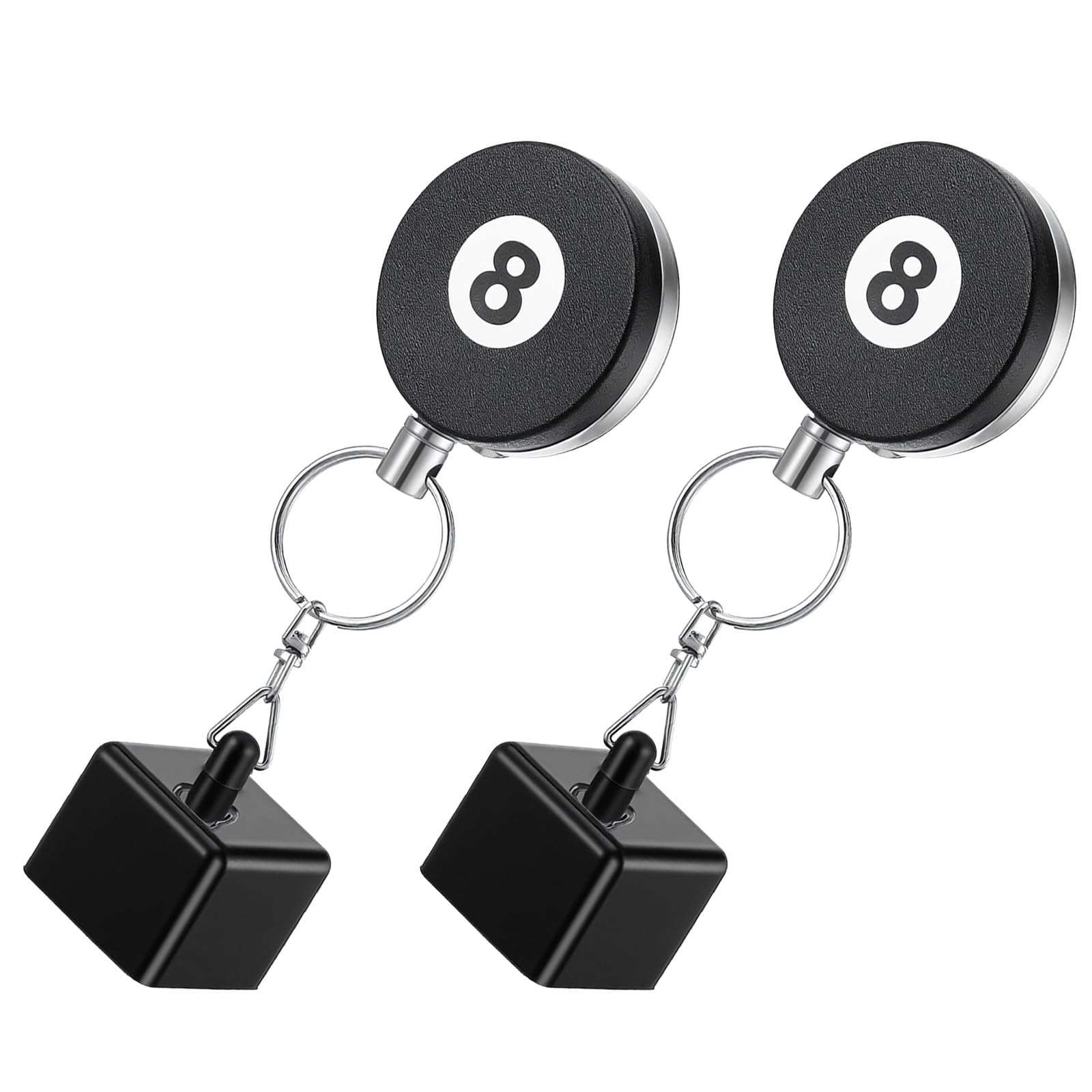 2 Pcs Pool Chalk Holder - Retractable Billiards Pool Cue Chalk Holder with Belt