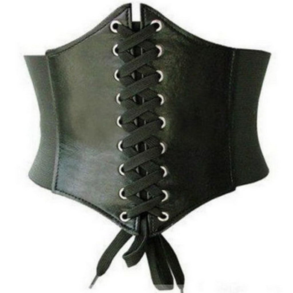Cincher Corset Wide Band Elastic Tied Waspie Belt Leather Soft Adjustable