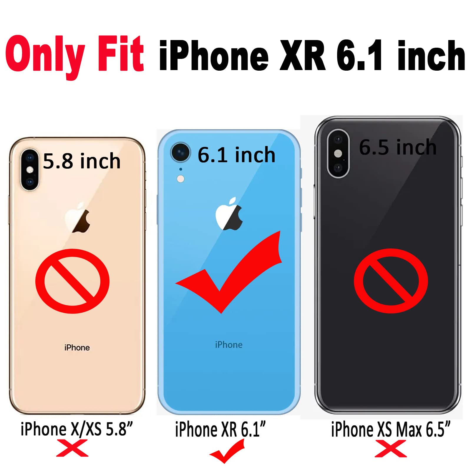 iPhone XR Case, Glitter Star & Curved Edge Handle Grip Design, Military-Grad