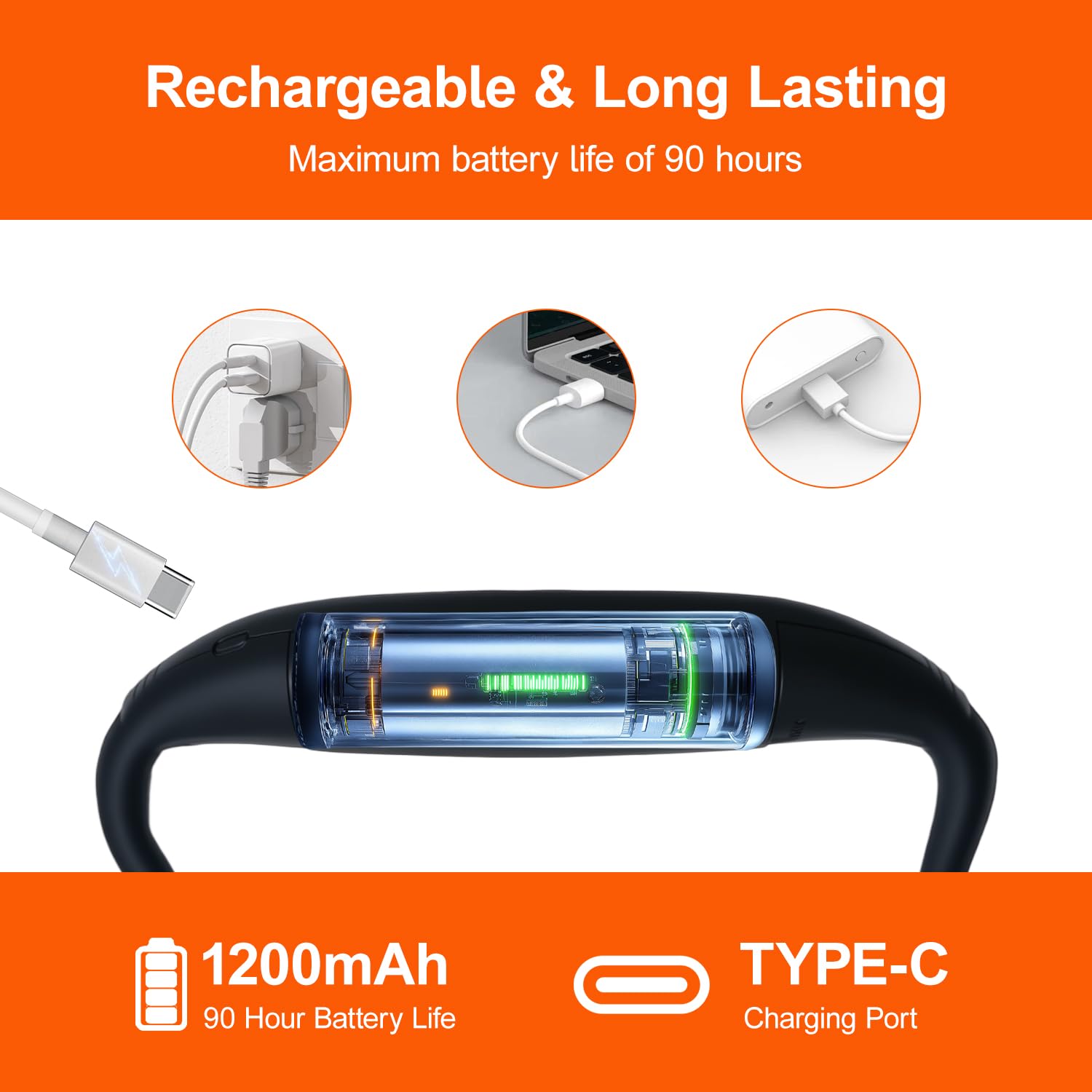 Rechargeable Neck Reading Light， Suitable for Reading Books with 3 Color Tempera