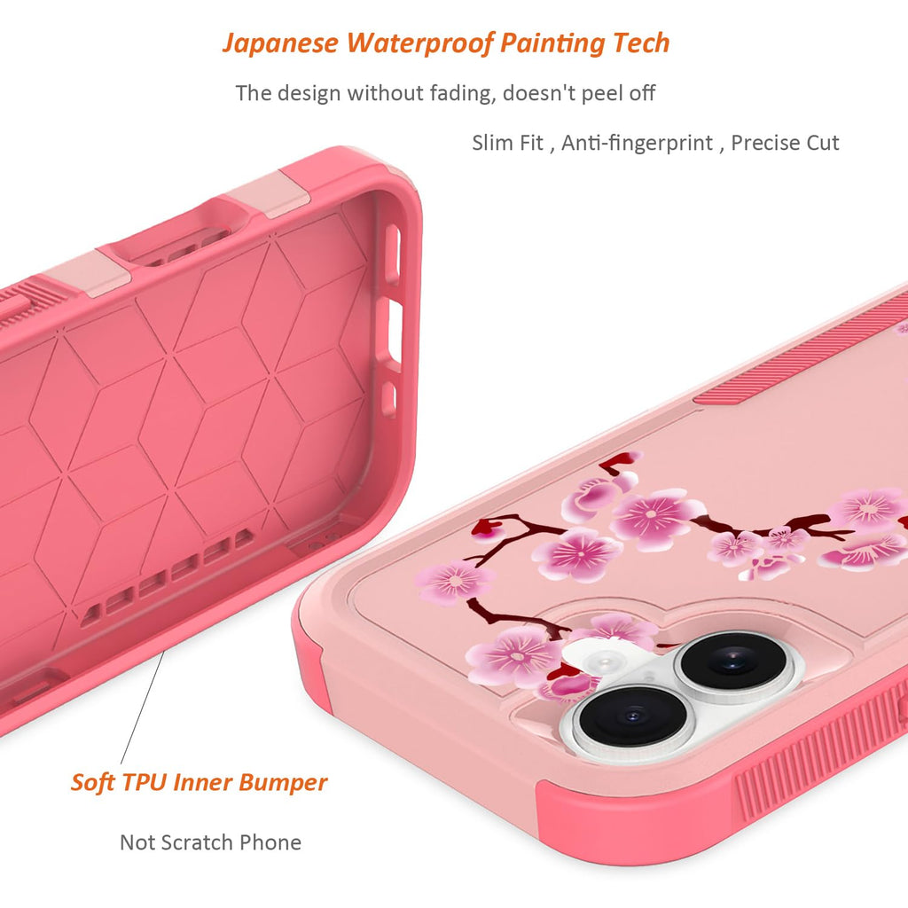 iPhone 17 Case with Screen Protector: Cute Flowers Floral Design for Girls W