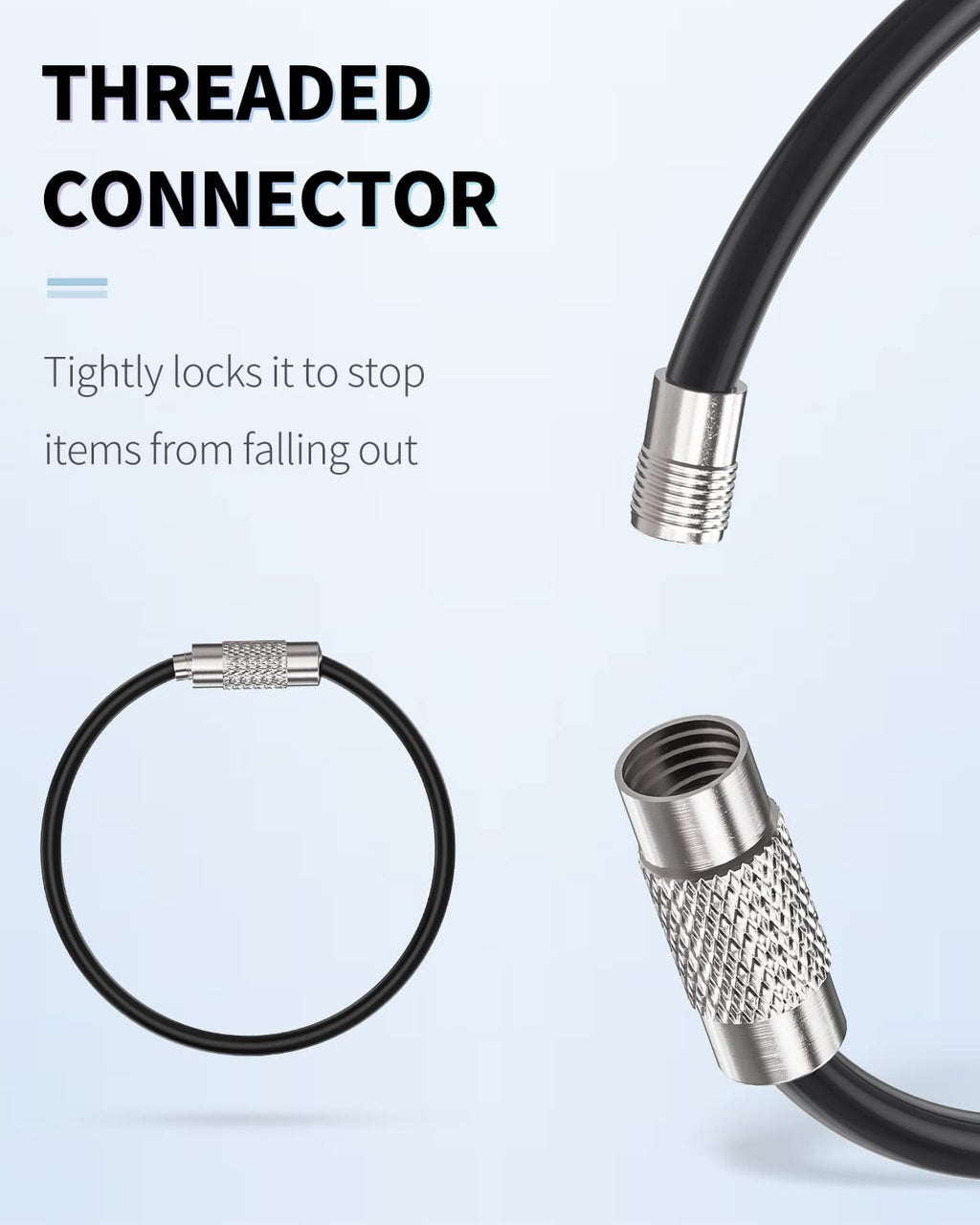 Inch Wire Keychain Cable in 6 Assorted Colors Large Stainless Steel Key Ring L