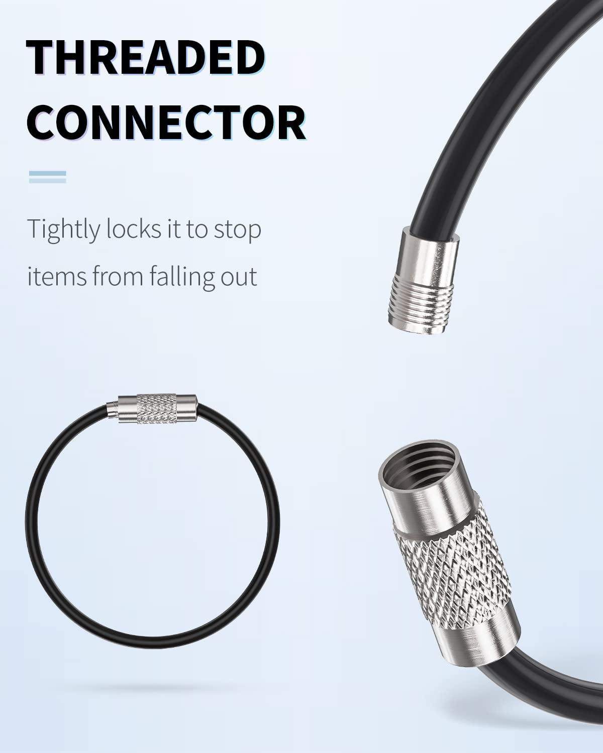 Inch Wire Keychain Cable in 6 Assorted Colors Large Stainless Steel Key Ring L