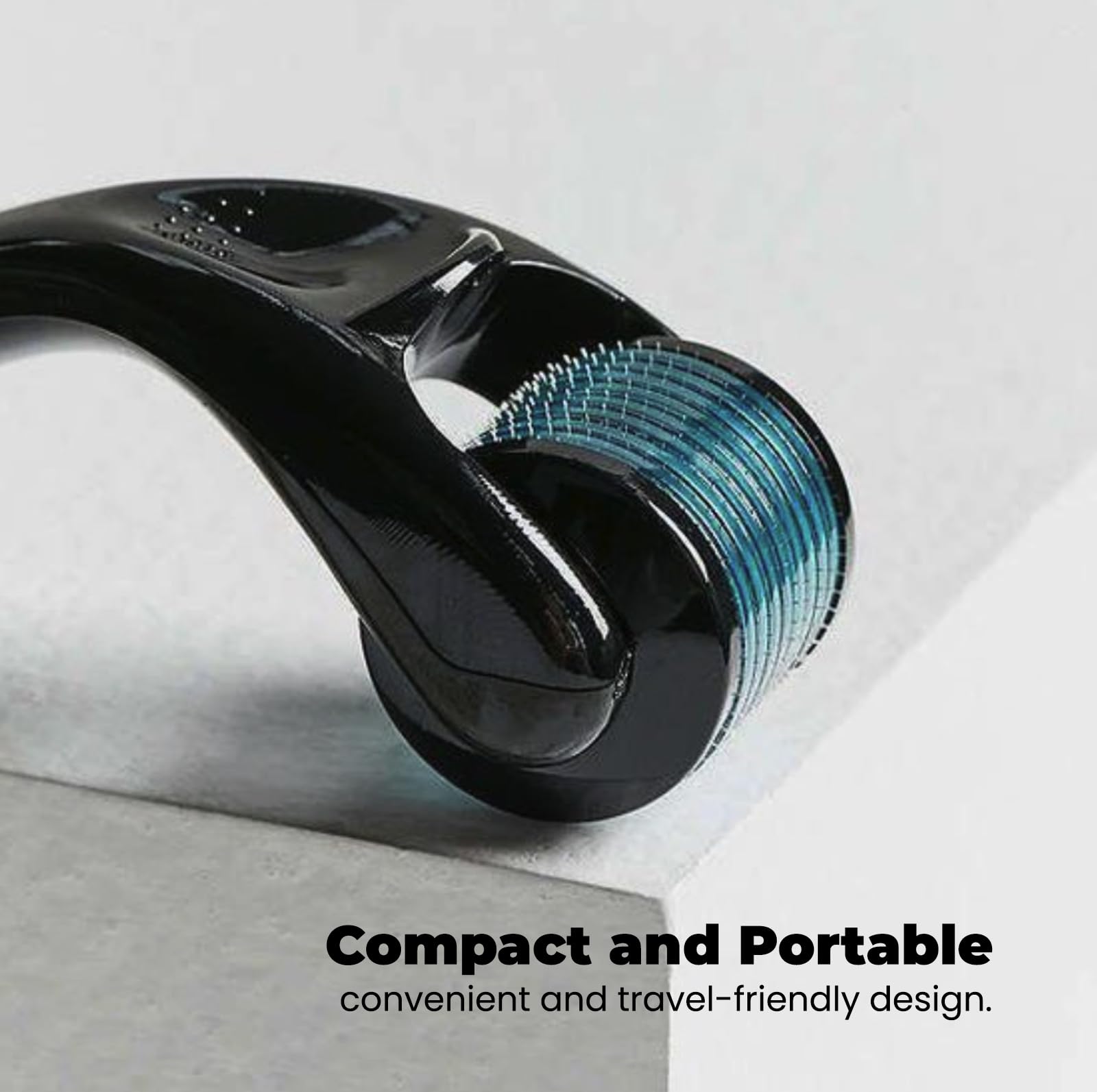 Roller 0.25mm — Titanium Microneedling Beauty Tool for Men & Women, Black/Blue