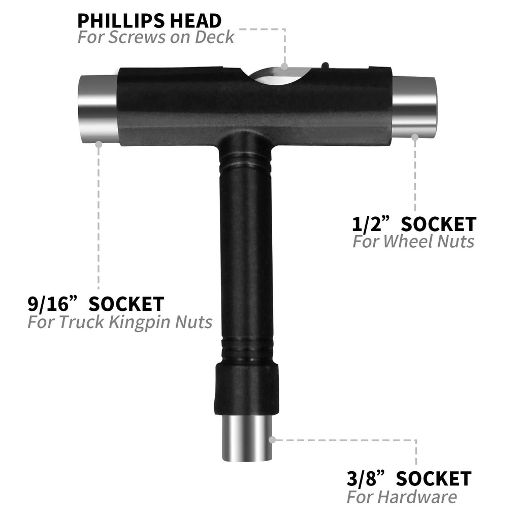 Tool All-in-One, Skateboard Tool Roller Skate Tool T Tool for Skateboard, Muti-F