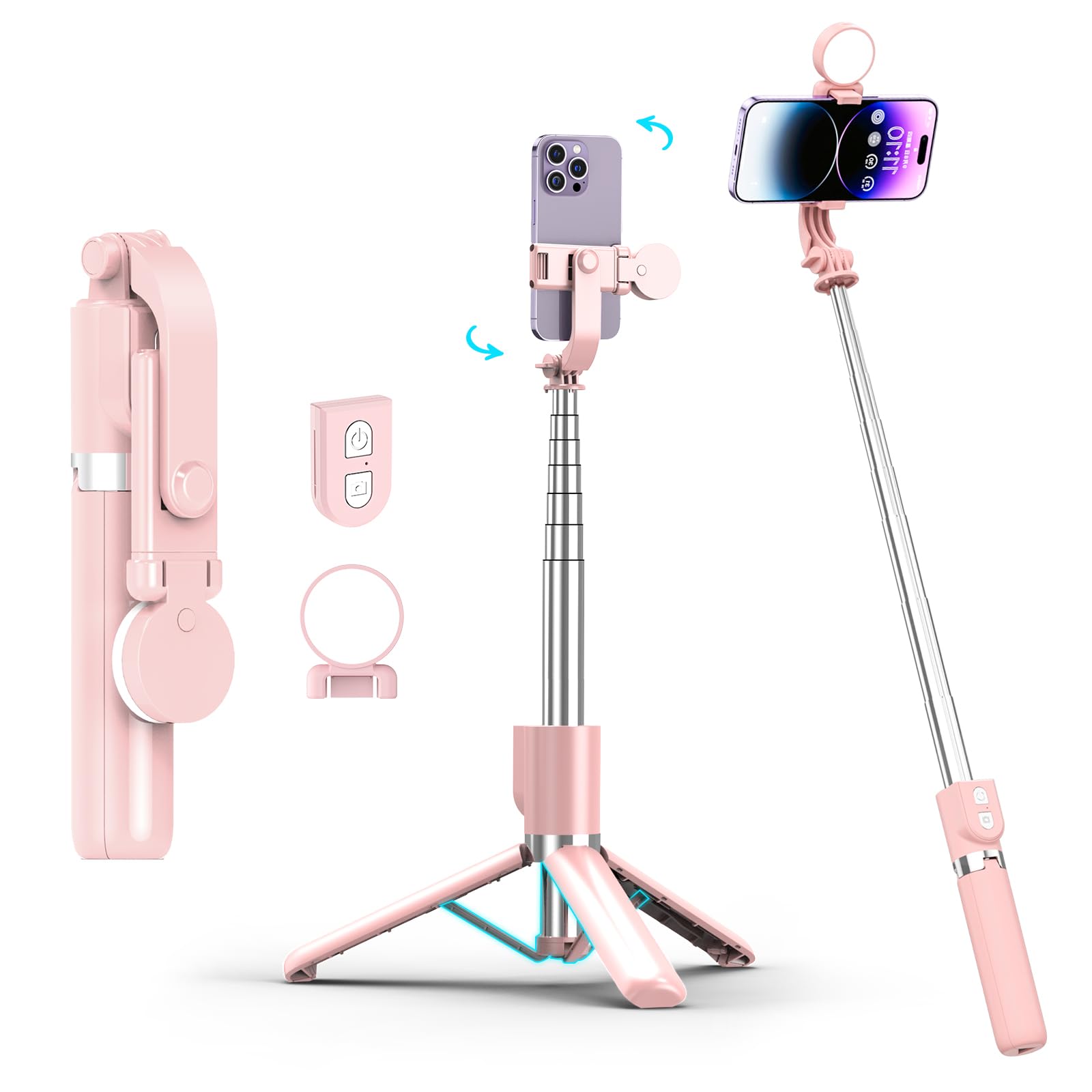 Stick with Rechargable Remote & Light (1PC), Tripod for iPhone, Cell Phone Stand