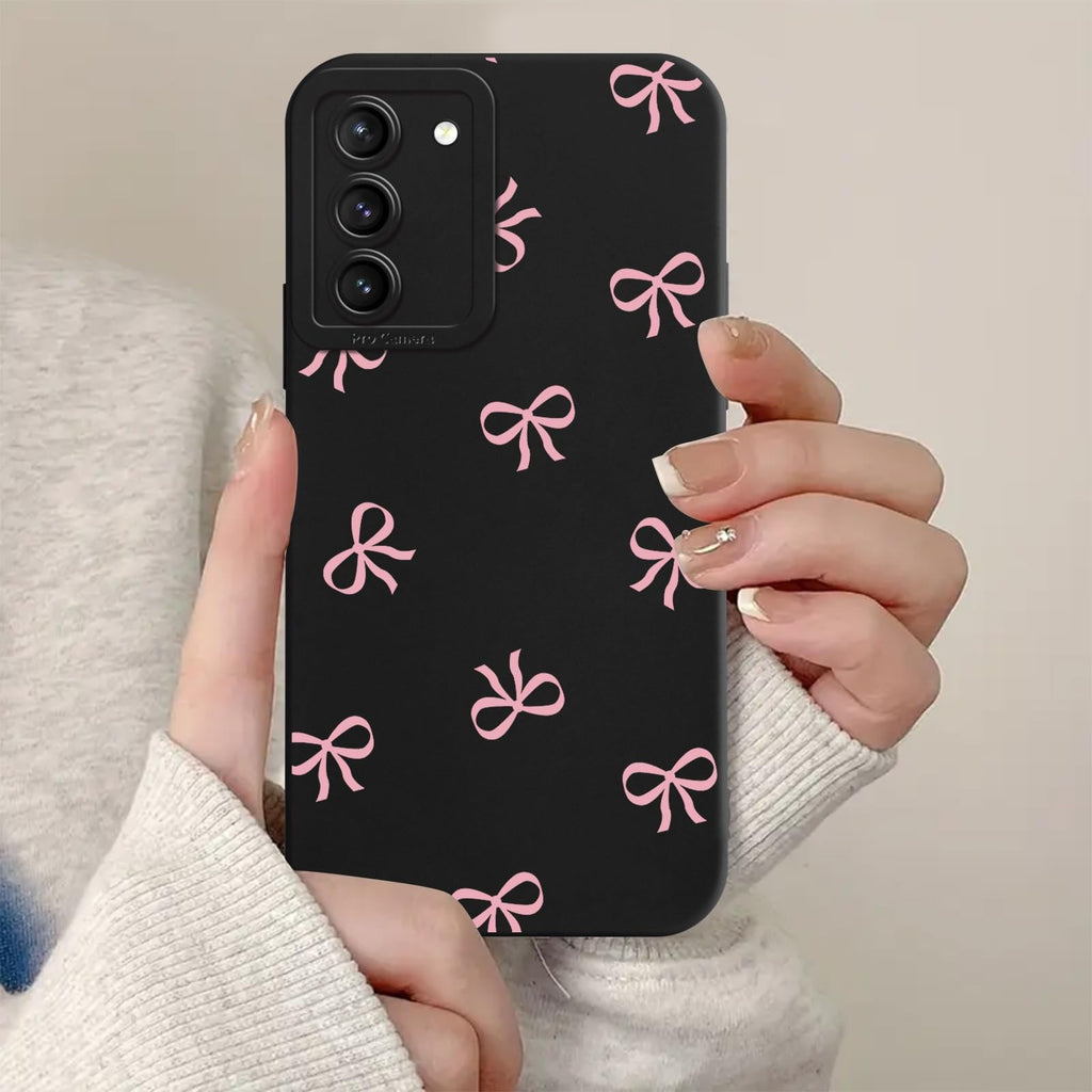 Pink Bow Phone Case for Samsung Galaxy S21 Case Cute Ribbon Bowknot Pattern Aest