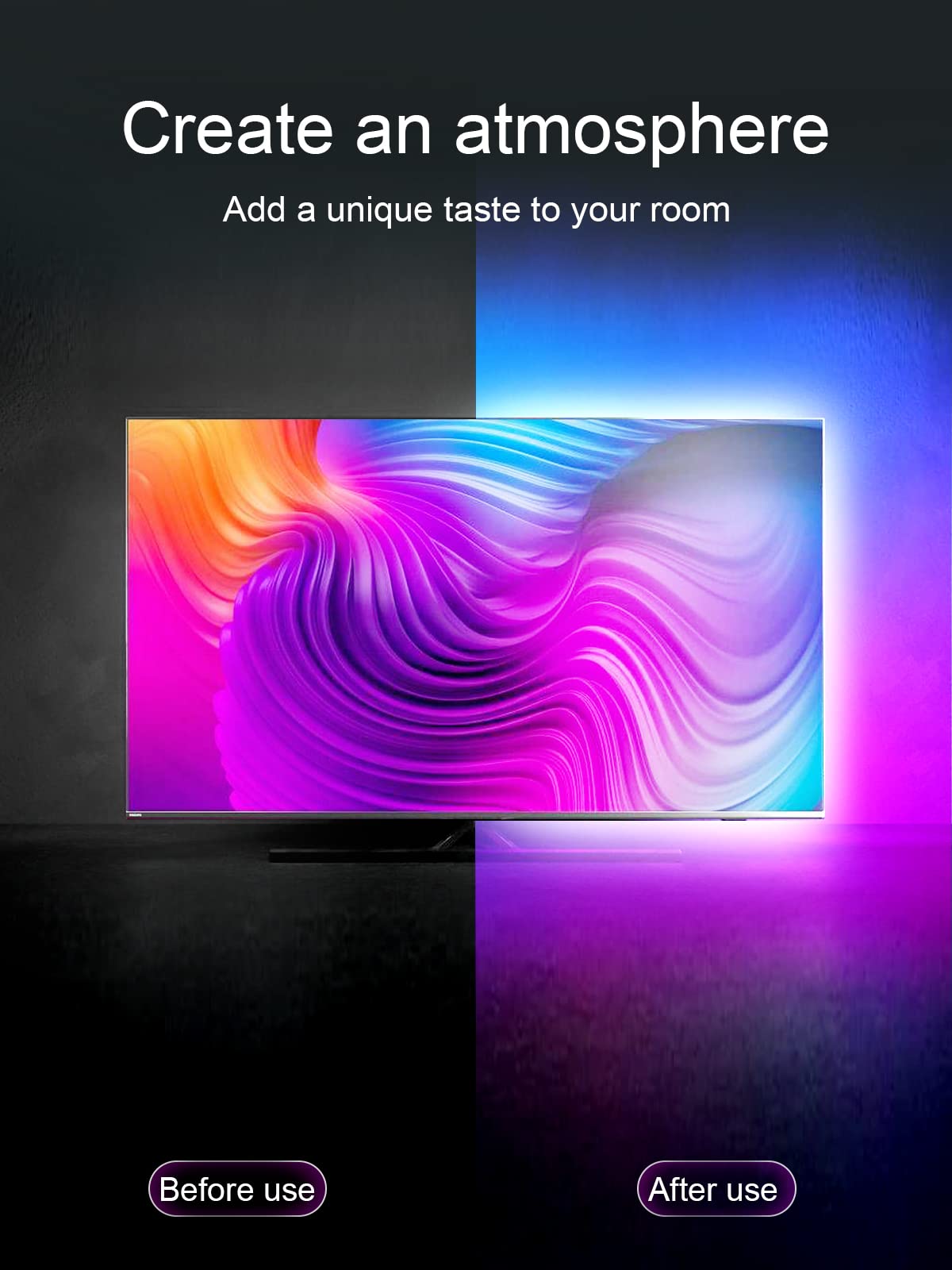 Backlights, 13.1Ft Led Lights For 32-65 Inch Tv, Rgb Tv Led Lights Behind, Music