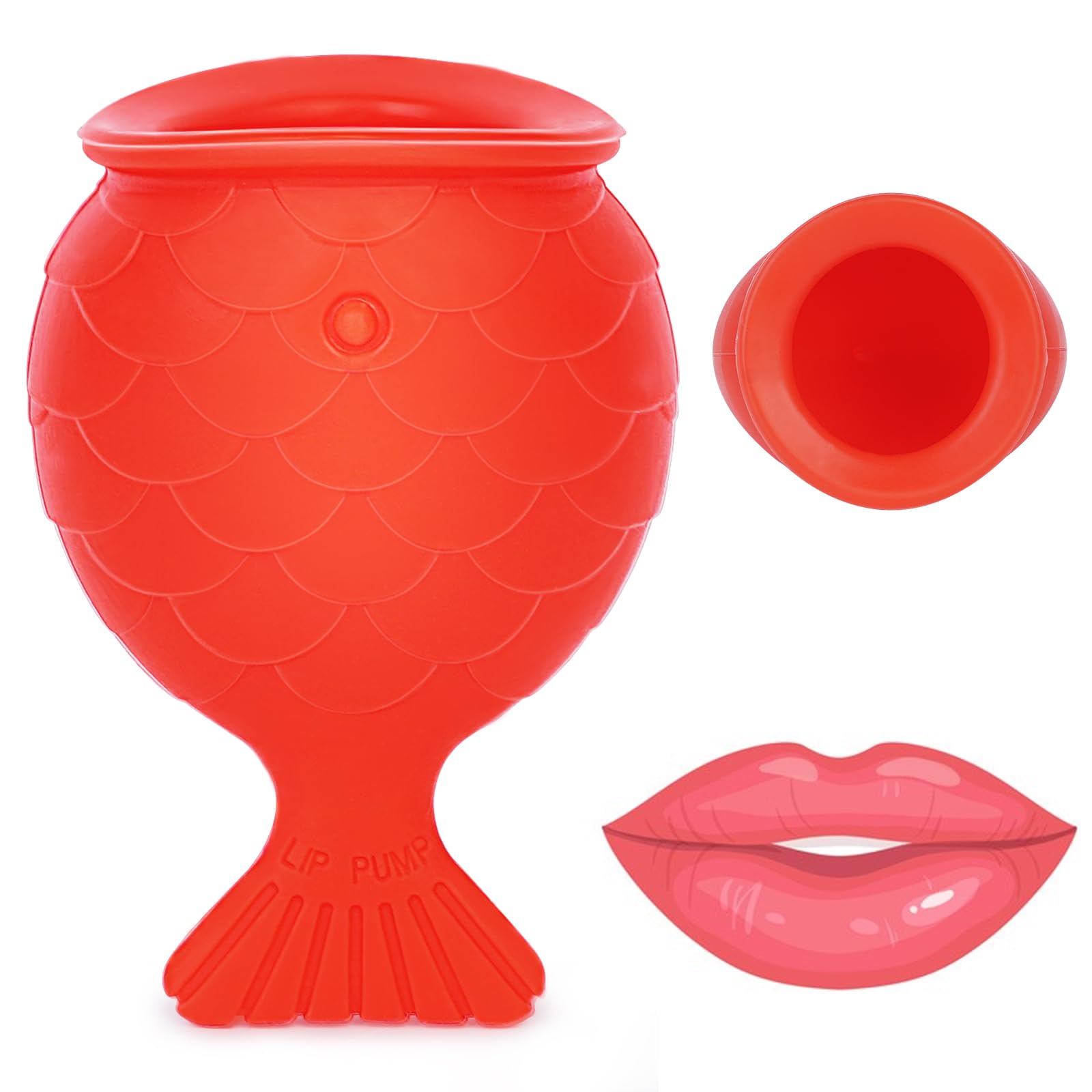Plumper & Enhancer Device — Soft Silicone Fish Shape Lip Pump for Fuller Thicker