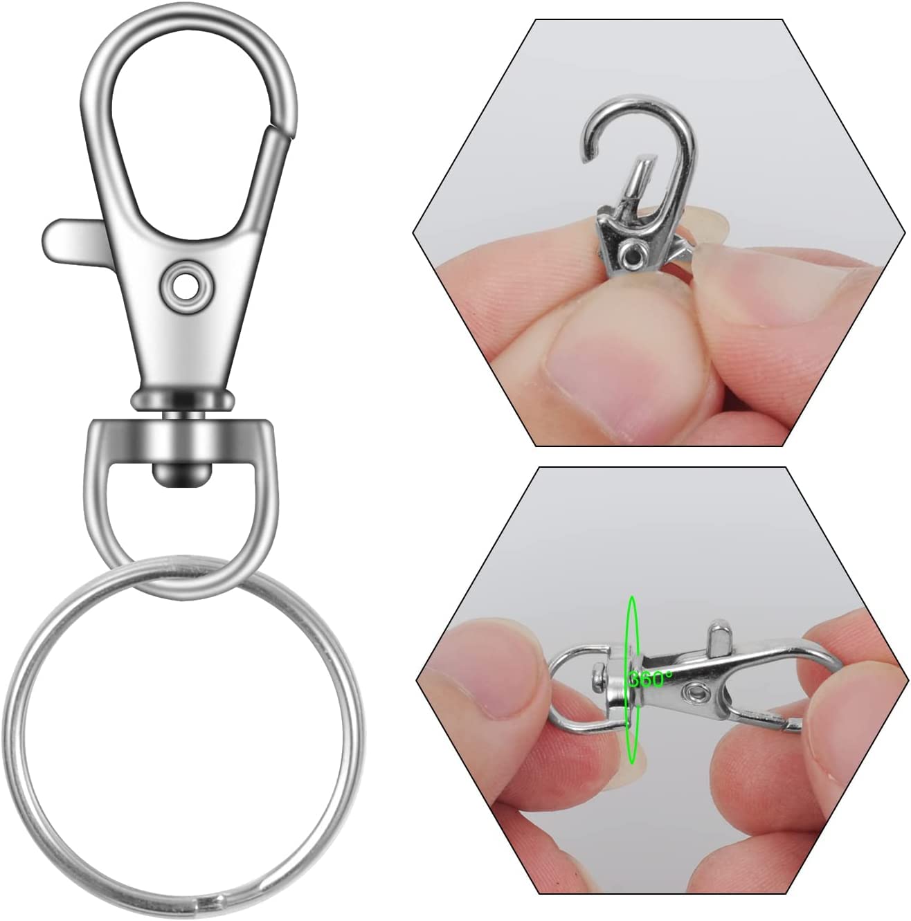Chain Clip Hooks, Swivel Clasps Lanyard Snap Hook, Keychain Hooks for Lanyar
