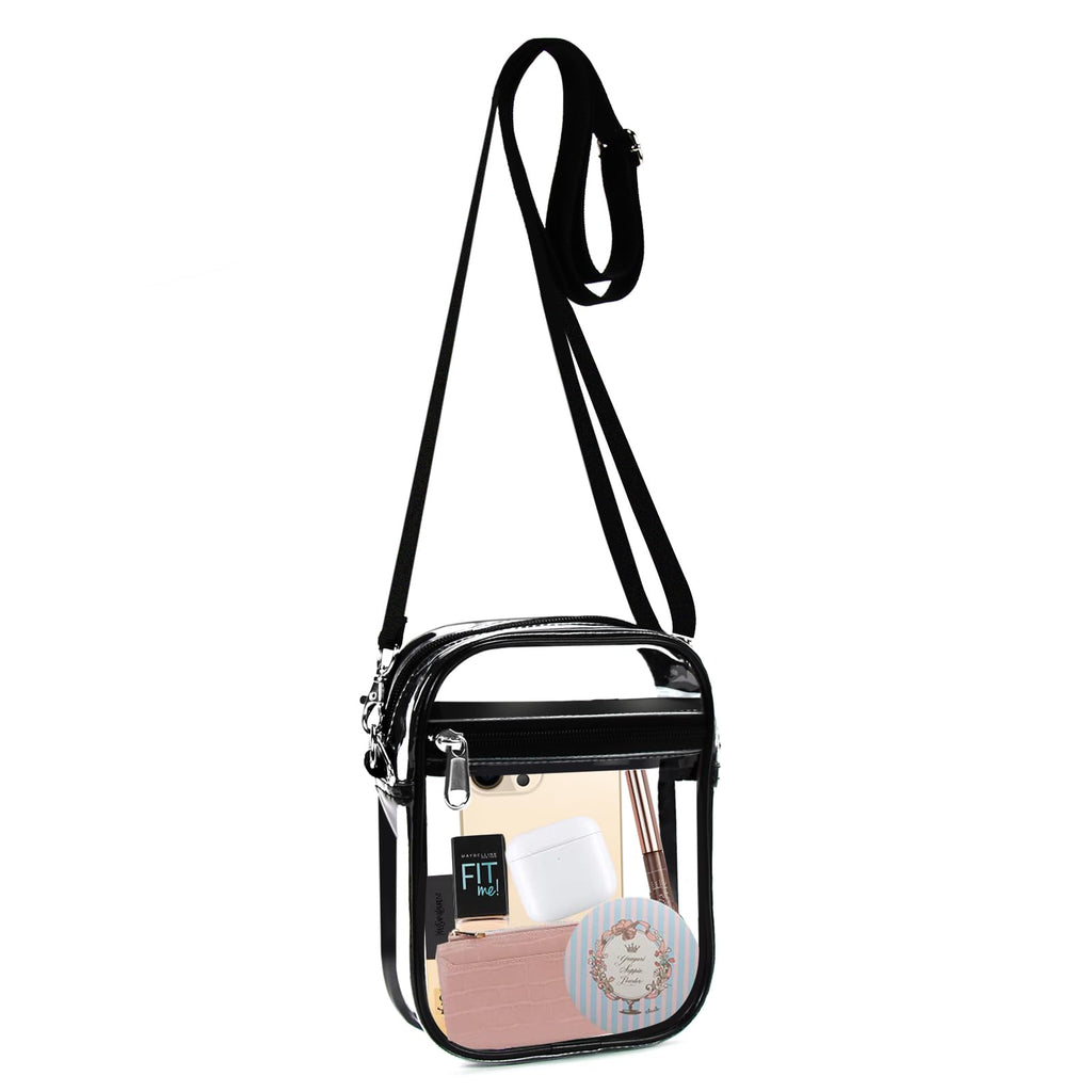 Crossbody Purse Bag, Clear Bag Stadium Approved with Front Pocket for Conc